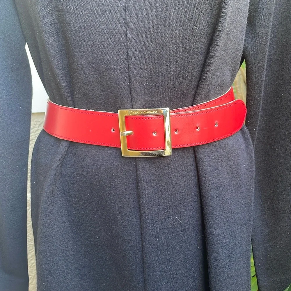 Vintage red/gold Dolce & Gabbana leather large belt